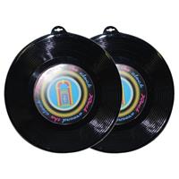 2x Plastic LP grammofoonplaat wanddecoratie 48 cm Multi
