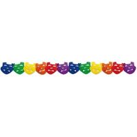 5x Carnaval regenboog kleuren slingers met maskers 3 meter Multi