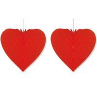 2x Rode decoratie harten 28 cm Rood