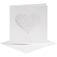 Happy Moments Trouwkaarten met envelop 5 stuks 13,5 cm wit