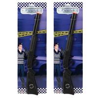 Fiesta carnavales 2x Politie/soldaten speelgoed verkleed geweer 56 cm Zwart