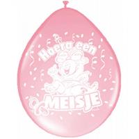 Folat 24x Ballonnen geboorte meisje baby thema Roze