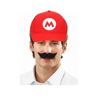 Verkleed pet / carnaval pet Mario rood met snor voor kinderen