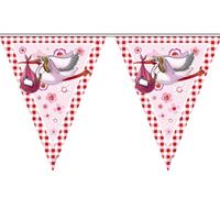 Folat 2x stuks Vlaggenlijn geboorte meisje 6 meter feestartikelen Roze