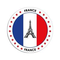 Bellatio 10x Frankrijk sticker rond 14,8 cm landen decoratie Multi