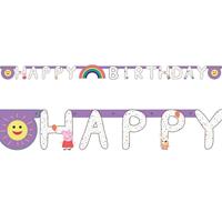 Amscan letterslinger happy birthday Peppa Pig paars 170 cm