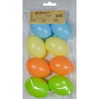 8x Pastel gekleurde kunststof eieren decoratie 6 cm hobby Multi