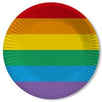 20x Gay pride thema bordjes regenboog 23 cm Multi