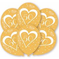 Ballonnen goud 50 jaar thema 12x stuks feestartikelen Goudkleurig