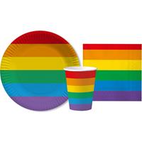 Regenboog thema kinderfeestje servies pakket 2-10 personen Multi