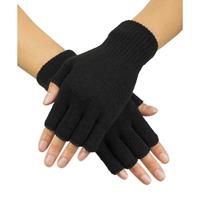 Zwarte handschoenen vingerloos gebreid voor volwassenen
