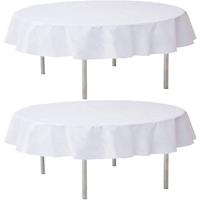 Santex 2x Bruiloft witte ronde tafelkleden/tafellakens 240 cm stof Wit
