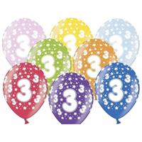 12x stuks Ballonnen 3 jaar thema met sterretjes Multi