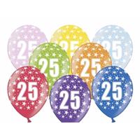 12x stuks feest ballonnen 25 jaar thema met sterretjes Multi