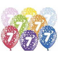 12x stuks Ballonnen 7 jaar thema met sterretjes Multi