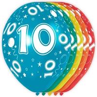 10x stuks 10 Jaar thema versiering heliumballonnen 30 cm Multi