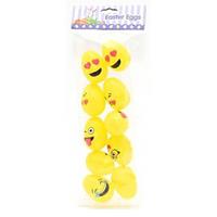 10x Smiley Paaseieren geel om te vullen 6 cm Geel
