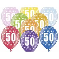 12x stuks Ballonnen 50 jaar thema print met sterretjes Multi