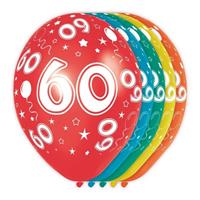10x stuks 60 Jaar thema versiering helium ballonnen 30 cm Multi