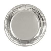 18x Zilveren feest borden van karton 23 cm Zilver