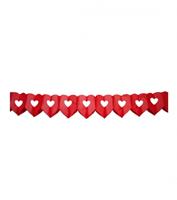 Set van 4x stuks Hartjes thema feest slinger van 6 meter rood Rood