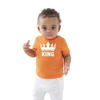 Bellatio The king met kroon Koningsdag t-shirt oranje baby/peuter voor jongens