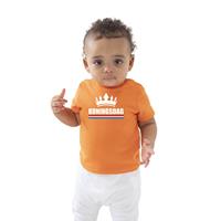 Bellatio Koningsdag met kroon t-shirt oranje baby/peuter voor jongens