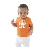Bellatio Queen of the house party met kroon Koningsdag t-shirt oranje baby/peuter voor meisjes