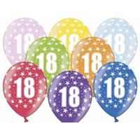 12x stuks verjaardag ballonnen 18 jaar thema met sterretjes Multi
