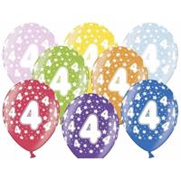 12x stuks verjaardag ballonnen 4 jaar thema met sterretjes Multi