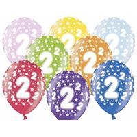 12x stuks verjaardag ballonnen 2 jaar thema met sterretjes Multi