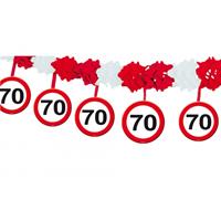 Folat 2x stuks verkeersborden verjaardag feest slingers 70 jaar van 4 meter Multi