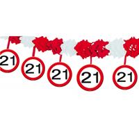 Folat 2x stuks verkeersborden verjaardag feest slingers 21 jaar van 4 meter Multi