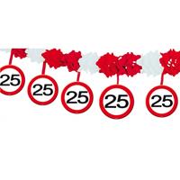 Folat 2x stuks verkeersbord verjaardag slingers 25 jaar van 4 meter Multi