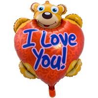 Folie ballon I Love You teddybeer 80 cm met helium gevuld Multi