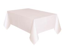 Unique Tischdecke weiß, 137×274cm, einfarbige Partytischdecke aus Folie