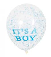 Haza Original ballon It's A Boy latex blauw/transparant 6 stuks