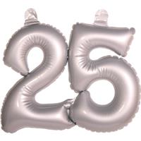 2x stuks opblaasbare 25 jaar vorm jubileum zilver versiering Zilver