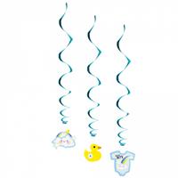 Boland decoratieswirls Baby boy jongens 60 cm PVC/papier blauw