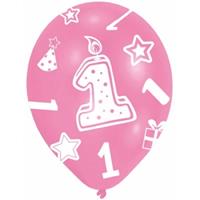 12x stuks roze ballonnen 1 jaar verjaardag feestartikelen Roze