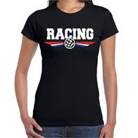 Bellatio Racing coureur supporter t-shirt met Nederlandse vlag zwart voor dames