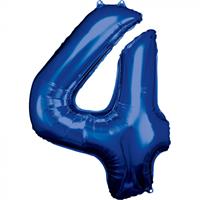Amscan folieballon 66 x 88 cm nummer 4 blauw