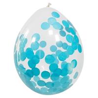 8x Transparante ballonnen blauwe grote confetti 30 cm Transparant