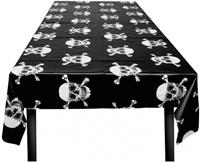 Boland tafelkleed doodshoofd 180 cm polyester zwart/wit