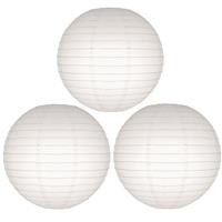 Set van 30x stuks luxe witte bol lampionnen 25 cm Wit - Feestlampionnen