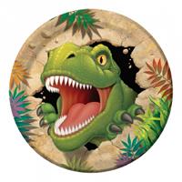 32x stuks Dinosaurus thema kinderfeestje bordjes 23 cm Multi - Feestbordjes
