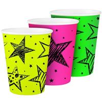 12x stuks verjaardag bekertjes Neon print Multi - Feestbekertjes