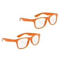Set van 10x stuks neon oranje zonnebrillen - Verkleedbrillen