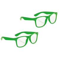 Set van 10x stuks neon verkleed brillen groen - Verkleedbrillen