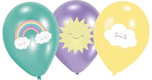 Riethmüller "Ballons Rainbow & Cloud 27,5cm/11"" 4C Druck, 6 Stück"
